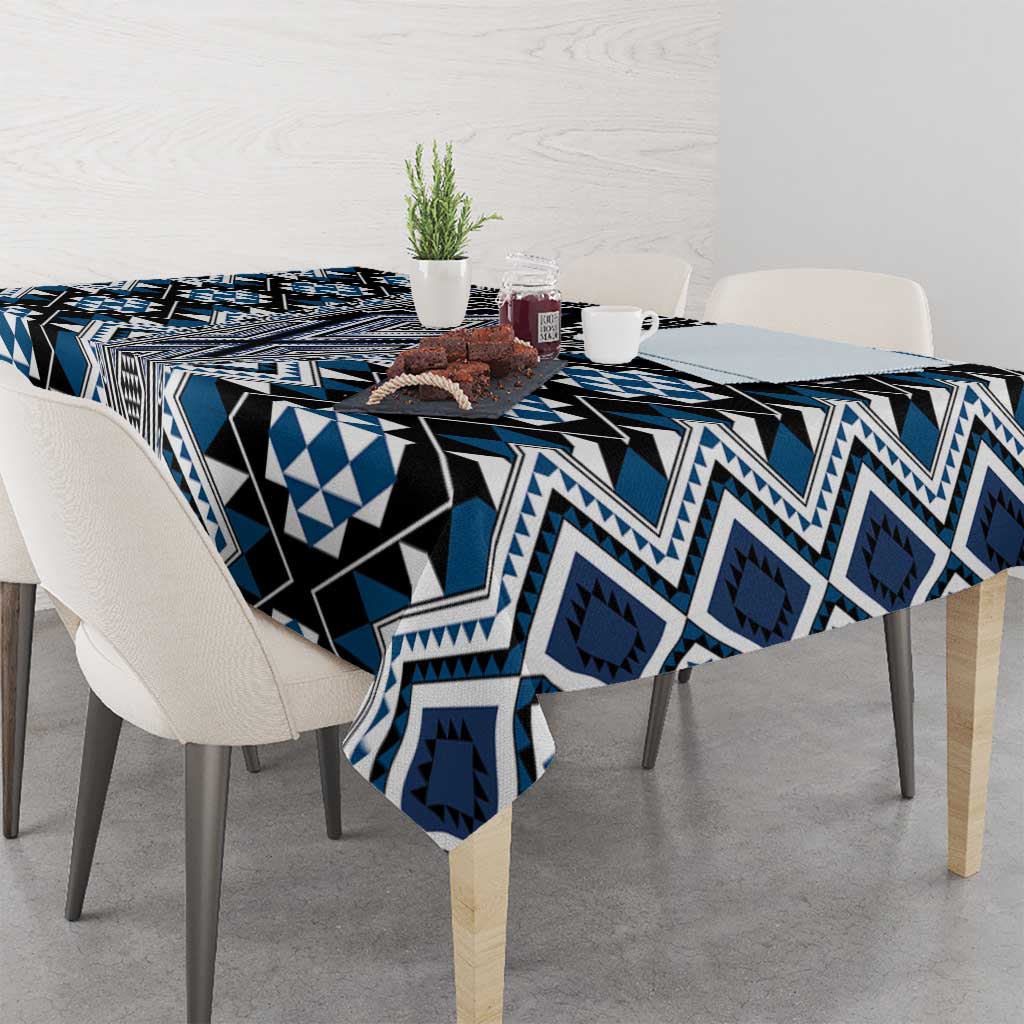 Blue Aotearoa Tukutuku and Poutama Motif Tablecloth LT03 - Polynesian Pride