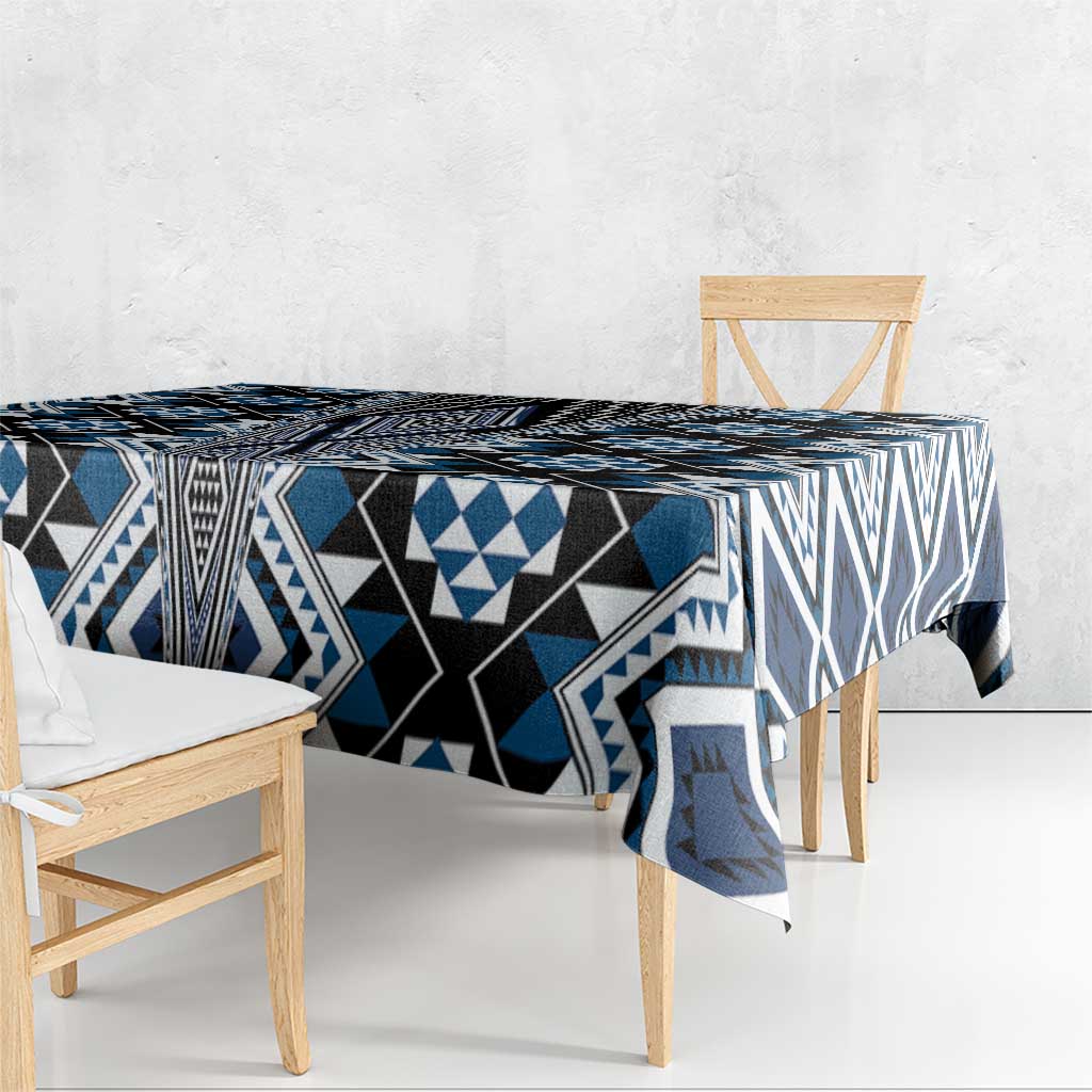 Blue Aotearoa Tukutuku and Poutama Motif Tablecloth LT03 - Polynesian Pride