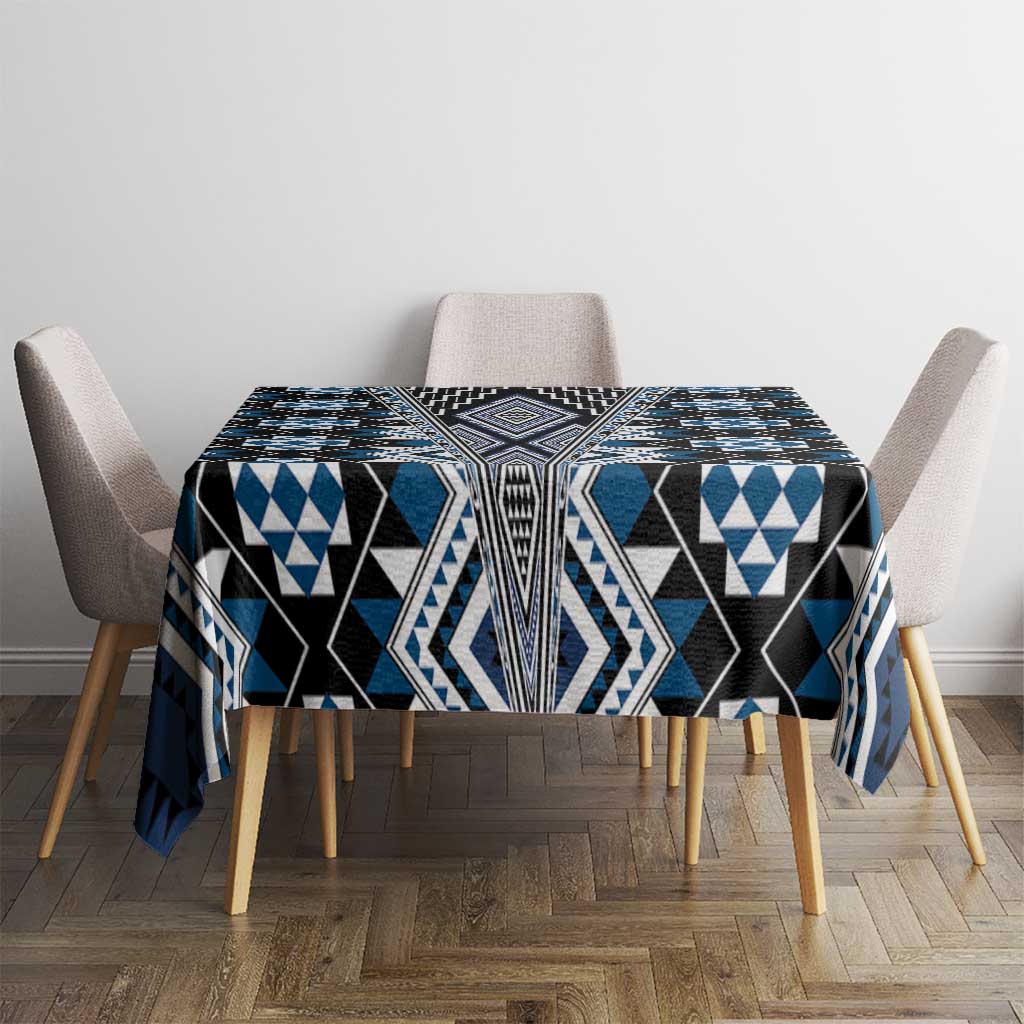 Blue Aotearoa Tukutuku and Poutama Motif Tablecloth LT03 - Polynesian Pride