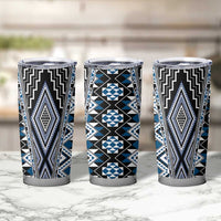 Blue Aotearoa Tukutuku and Poutama Motif Tumbler Cup LT03 - Polynesian Pride