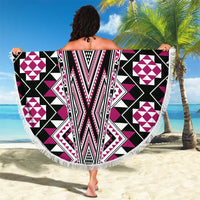 Pink Aotearoa Tukutuku and Poutama Motif Beach Blanket LT03 - Polynesian Pride