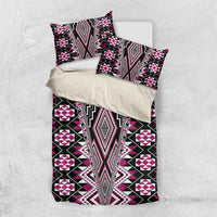 Pink Aotearoa Tukutuku and Poutama Motif Bedding Set