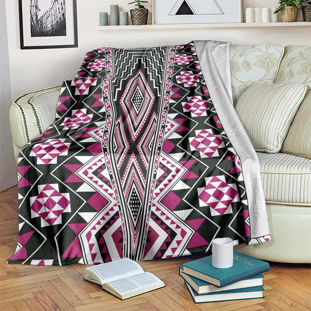 Pink Aotearoa Tukutuku and Poutama Motif Blanket LT03 Pink - Polynesian Pride