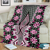 Pink Aotearoa Tukutuku and Poutama Motif Blanket LT03 - Polynesian Pride