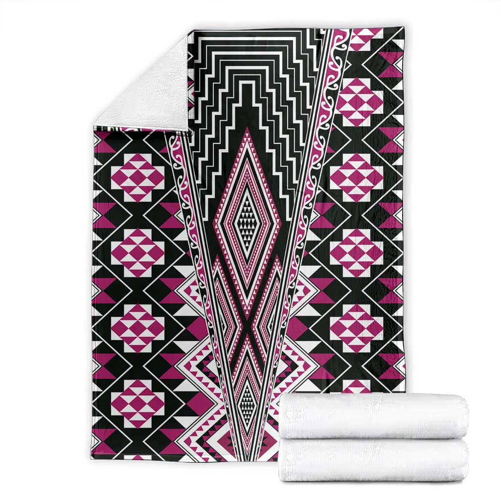 Pink Aotearoa Tukutuku and Poutama Motif Blanket LT03 - Polynesian Pride