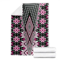 Pink Aotearoa Tukutuku and Poutama Motif Blanket LT03 - Polynesian Pride