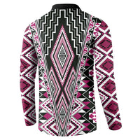 Pink Aotearoa Tukutuku and Poutama Motif Button Sweatshirt LT03 - Polynesian Pride