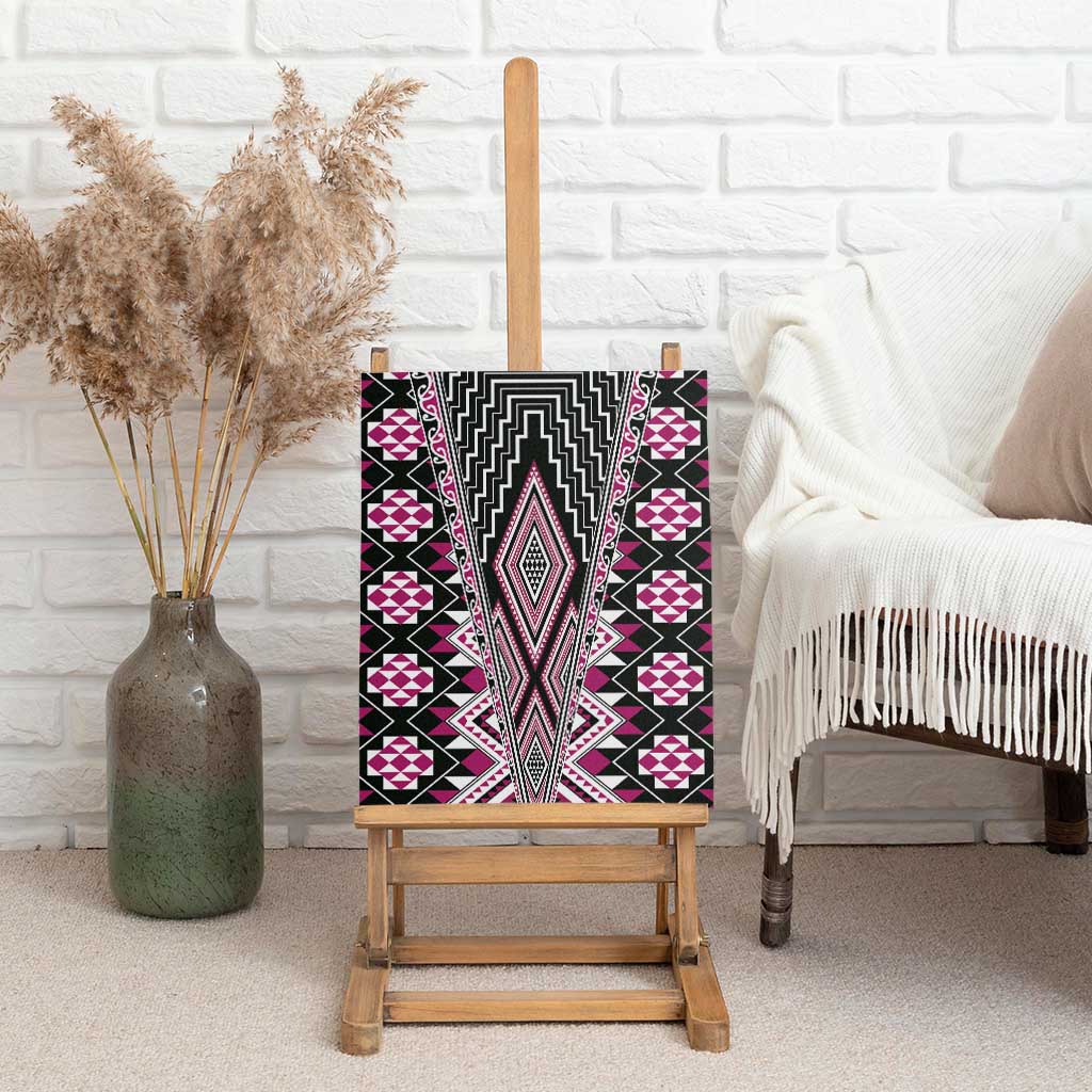 Pink Aotearoa Tukutuku and Poutama Motif Canvas Wall Art LT03 - Polynesian Pride