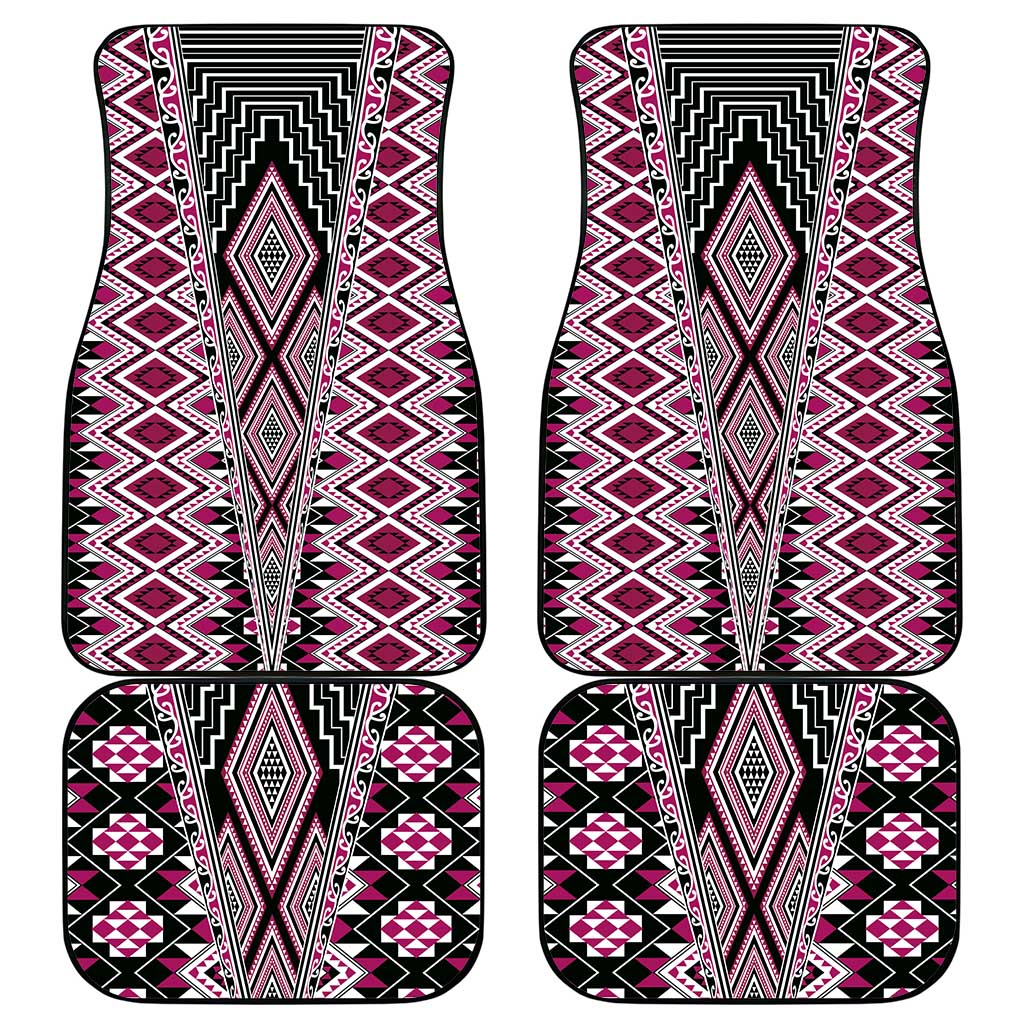 Pink Aotearoa Tukutuku and Poutama Motif Car Mats LT03 - Polynesian Pride