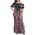 Pink Aotearoa Tukutuku and Poutama Motif Family Matching Off Shoulder Maxi Dress and Hawaiian Shirt