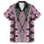 Pink Aotearoa Tukutuku and Poutama Motif Family Matching Short Sleeve Bodycon Dress and Hawaiian Shirt