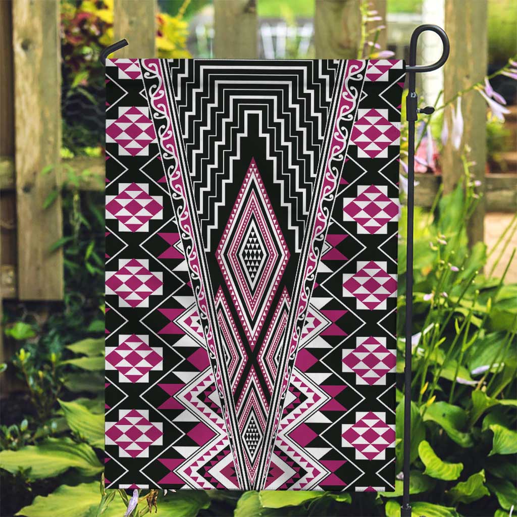Pink Aotearoa Tukutuku and Poutama Motif Garden Flag LT03 Garden Flag Pink - Polynesian Pride