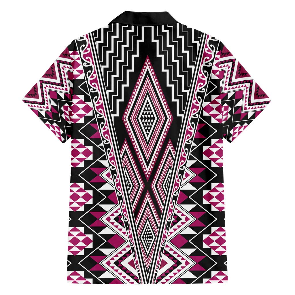Pink Aotearoa Tukutuku and Poutama Motif Hawaiian Shirt LT03 - Polynesian Pride