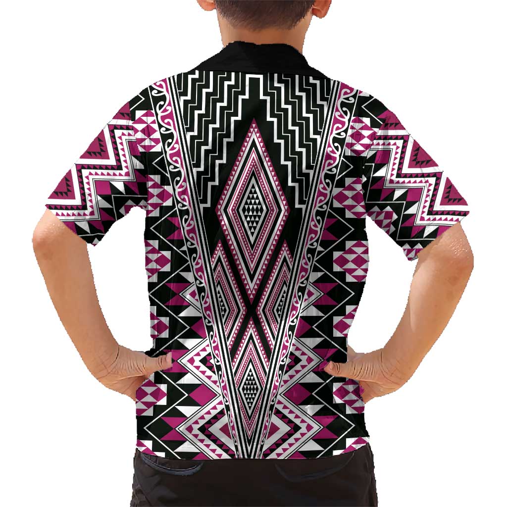 Pink Aotearoa Tukutuku and Poutama Motif Hawaiian Shirt LT03 - Polynesian Pride