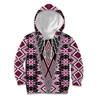 Pink Aotearoa Tukutuku and Poutama Motif Kid Hoodie