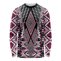 Pink Aotearoa Tukutuku and Poutama Motif Long Sleeve Shirt LT03 Unisex Pink - Polynesian Pride