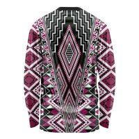 Pink Aotearoa Tukutuku and Poutama Motif Long Sleeve Shirt LT03 - Polynesian Pride
