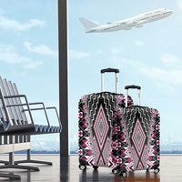 Pink Aotearoa Tukutuku and Poutama Motif Luggage Cover