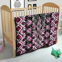 Pink Aotearoa Tukutuku and Poutama Motif Quilt