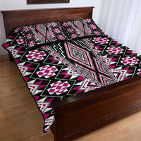 Pink Aotearoa Tukutuku and Poutama Motif Quilt Bed Set LT03 - Polynesian Pride