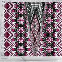 Pink Aotearoa Tukutuku and Poutama Motif Shower Curtain