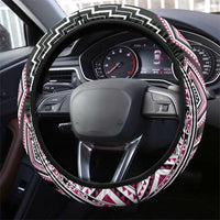 Pink Aotearoa Tukutuku and Poutama Motif Steering Wheel Cover LT03 - Polynesian Pride