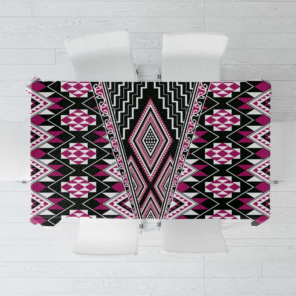 Pink Aotearoa Tukutuku and Poutama Motif Tablecloth LT03 Pink - Polynesian Pride
