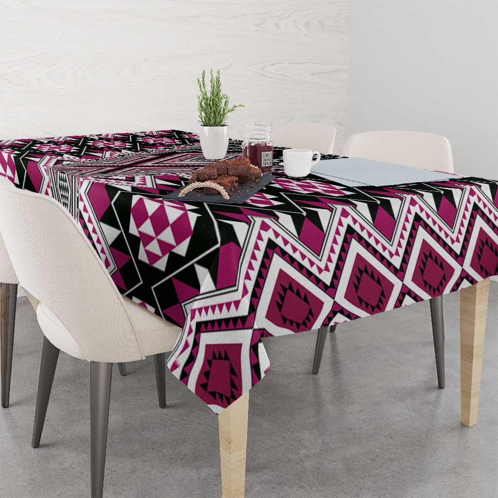 Pink Aotearoa Tukutuku and Poutama Motif Tablecloth LT03 - Polynesian Pride