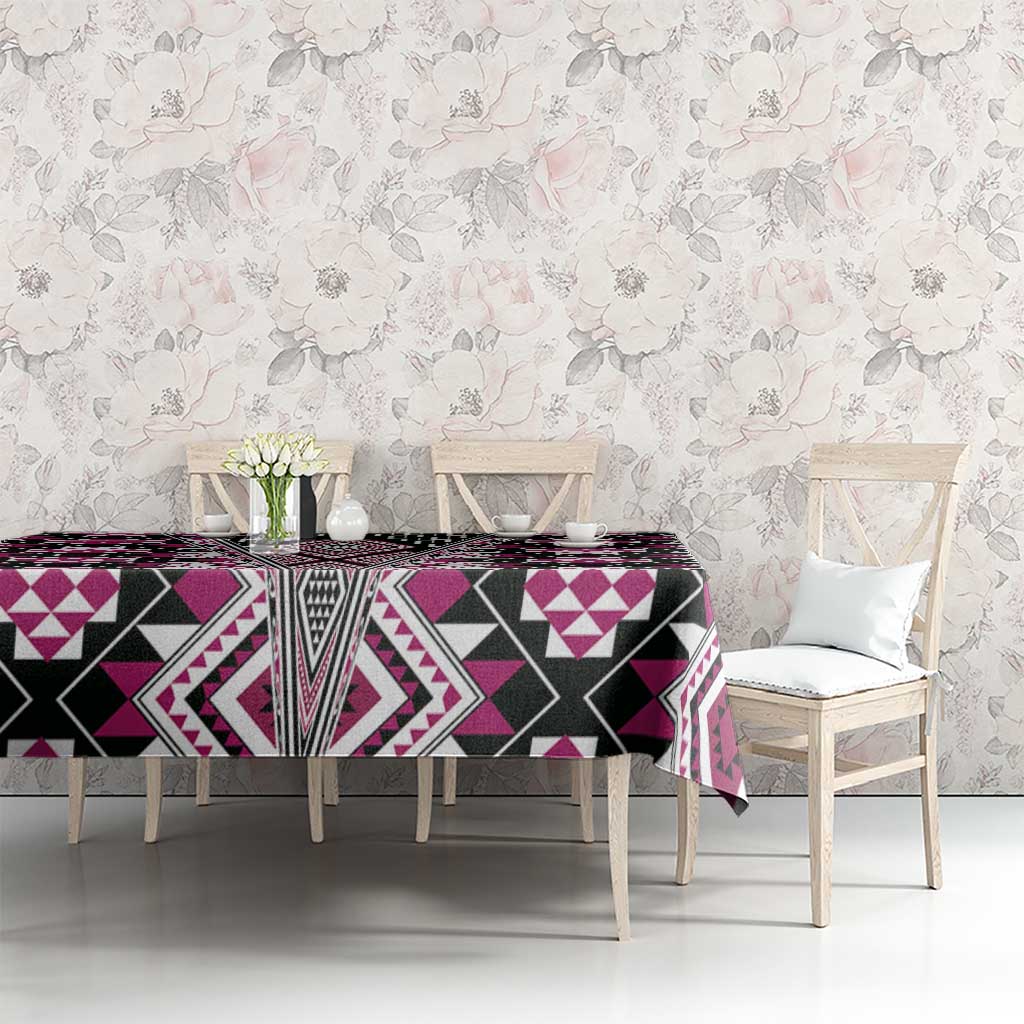 Pink Aotearoa Tukutuku and Poutama Motif Tablecloth LT03 - Polynesian Pride