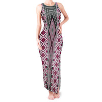 Pink Aotearoa Tukutuku and Poutama Motif Tank Maxi Dress LT03 Women Pink - Polynesian Pride