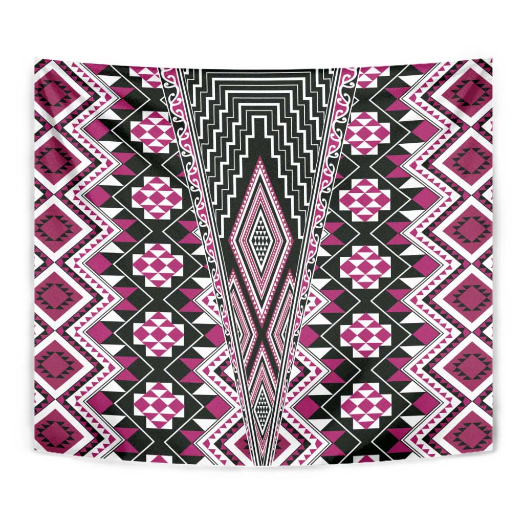Pink Aotearoa Tukutuku and Poutama Motif Tapestry