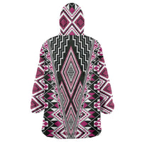 Pink Aotearoa Tukutuku and Poutama Motif Wearable Blanket Hoodie LT03 - Polynesian Pride