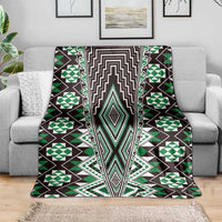 Green Aotearoa Tukutuku and Poutama Motif Blanket LT03 - Polynesian Pride