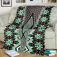 Green Aotearoa Tukutuku and Poutama Motif Blanket LT03 - Polynesian Pride