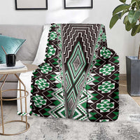 Green Aotearoa Tukutuku and Poutama Motif Blanket LT03 - Polynesian Pride