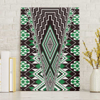 Green Aotearoa Tukutuku and Poutama Motif Canvas Wall Art LT03 Without Frame Green - Polynesian Pride