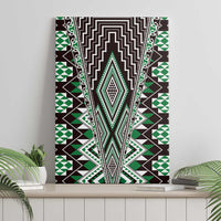 Green Aotearoa Tukutuku and Poutama Motif Canvas Wall Art LT03 - Polynesian Pride