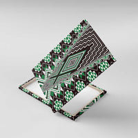 Green Aotearoa Tukutuku and Poutama Motif Canvas Wall Art LT03 With Frame Green - Polynesian Pride