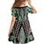 Green Aotearoa Tukutuku and Poutama Motif Family Matching Off Shoulder Short Dress and Hawaiian Shirt