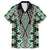 Green Aotearoa Tukutuku and Poutama Motif Family Matching Summer Maxi Dress and Hawaiian Shirt