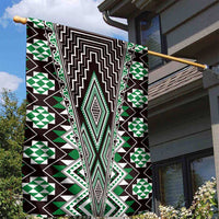 Green Aotearoa Tukutuku and Poutama Motif Garden Flag LT03 - Polynesian Pride