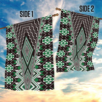 Green Aotearoa Tukutuku and Poutama Motif Garden Flag LT03 - Polynesian Pride