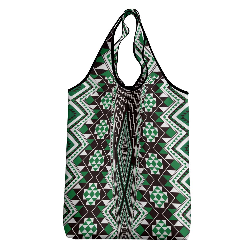 Green Aotearoa Tukutuku and Poutama Motif Grocery Bag LT03 - Polynesian Pride