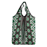 Green Aotearoa Tukutuku and Poutama Motif Grocery Bag LT03 - Polynesian Pride