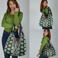 Green Aotearoa Tukutuku and Poutama Motif Grocery Bag LT03 - Polynesian Pride