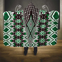 Green Aotearoa Tukutuku and Poutama Motif Hooded Blanket LT03 - Polynesian Pride