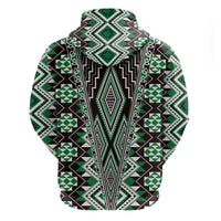 Green Aotearoa Tukutuku and Poutama Motif Hoodie