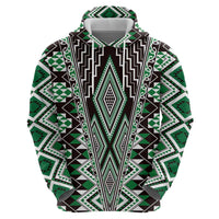Green Aotearoa Tukutuku and Poutama Motif Hoodie