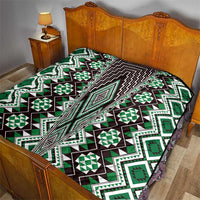 Green Aotearoa Tukutuku and Poutama Motif Quilt