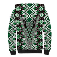 Green Aotearoa Tukutuku and Poutama Motif Sherpa Hoodie LT03 - Polynesian Pride